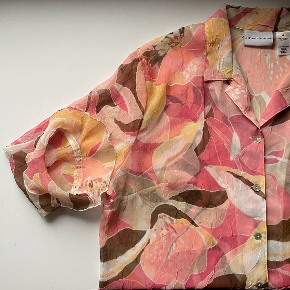 Alfred Dunner Sheer Floral Blouse - Size 12 - Picture 3 of 14